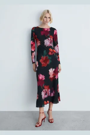 MANGO Floral-print midi-dress