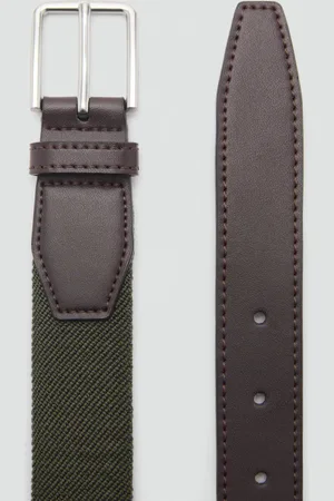 MANGO Leather-appliqué elastic belt