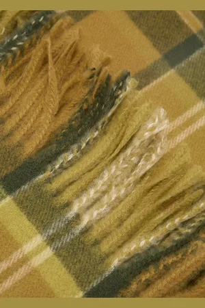 MANGO Check scarf with fringed ends