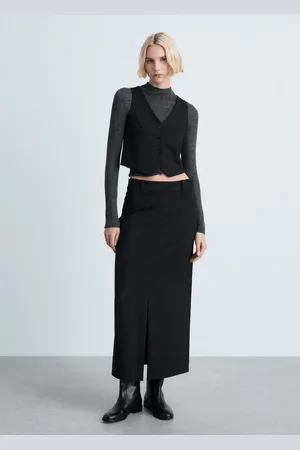 MANGO Pinstripe suit skirt