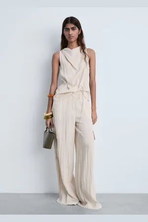 MANGO Textured cargo trousers