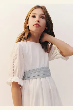 MANGO Ruffled linen dress