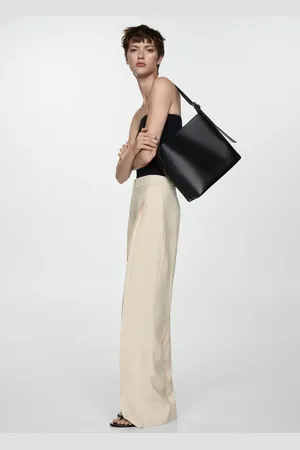 MANGO Leather shopper bag