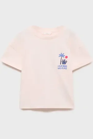 MANGO Printed cotton-blend T-shirt