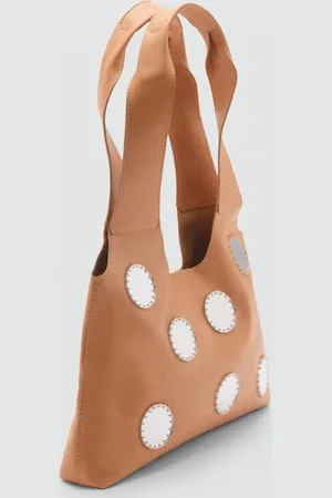 MANGO Leather shoulder bag with mirrors