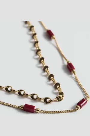 MANGO Double-chain crystal necklace