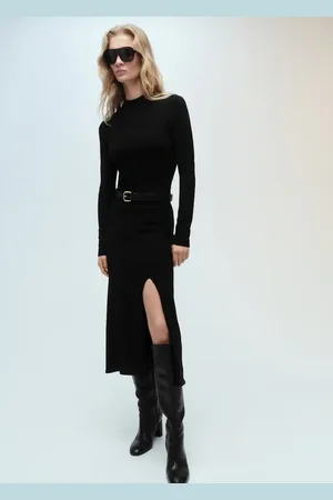 MANGO Side slit knit dress