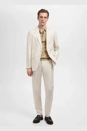 MANGO Amalfi 100% linen slim-fit suit trousers