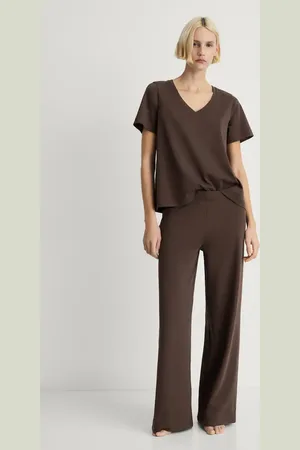 MANGO Plain V-neck cotton pyjama t-shirt