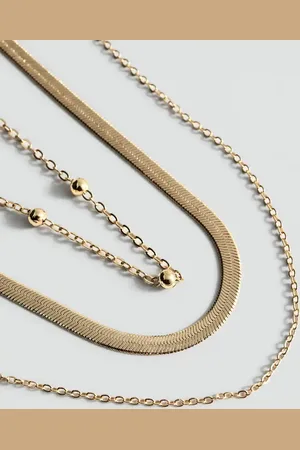 MANGO Long triple necklace