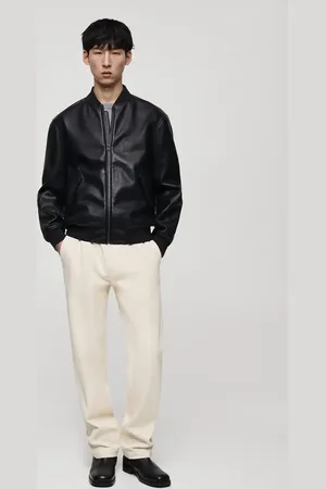 MANGO Leather-effect bomber jacket