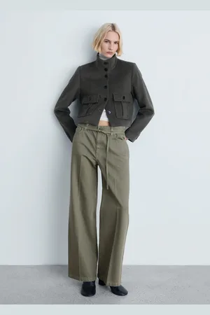 MANGO Wideleg jeans with belt detail