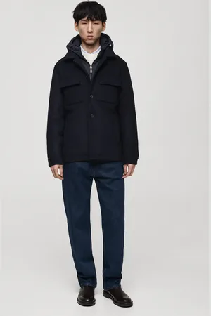MANGO Wool blend coat with detachable hood