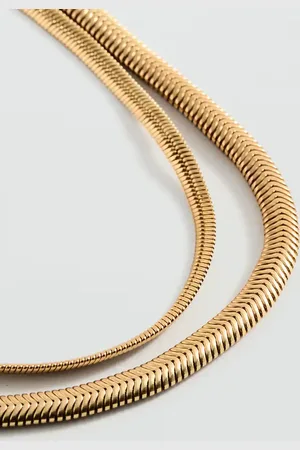 MANGO Textured double necklace