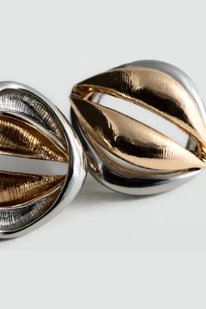 MANGO Two-tone earrings