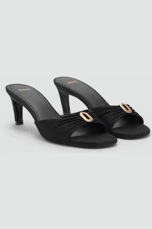 MANGO Heeled sandals with metallic detail