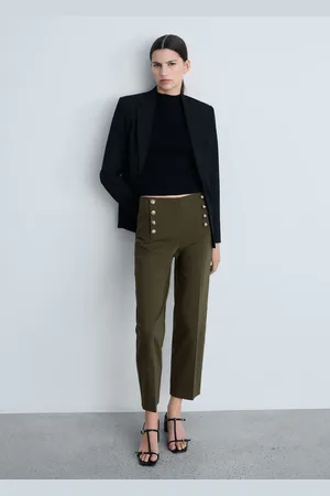 MANGO Straight trousers with jewel buttons