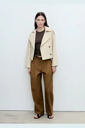 MANGO Double-breasted cropped trench coat