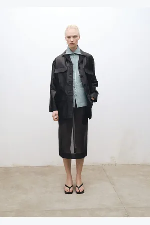MANGO Semi-transparent silk midi-skirt
