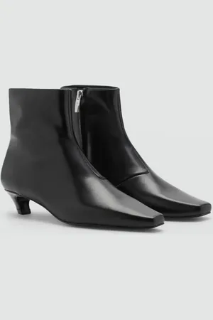 MANGO Leather boots with kitten heels