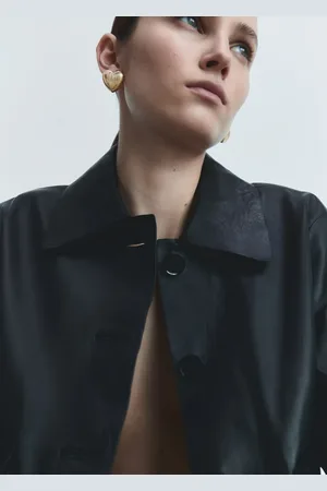 MANGO Textured heart earrings