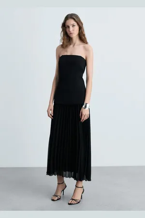MANGO Combined strapless dress
