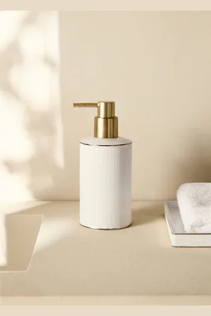MANGO Stoneware soap dispenser with striped design