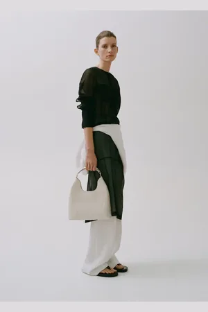 MANGO Leather shoulder bag with metal handle