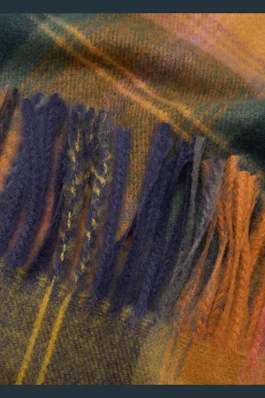 MANGO Check scarf with fringed ends