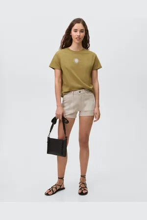 MANGO Embroidered cotton message t-shirt