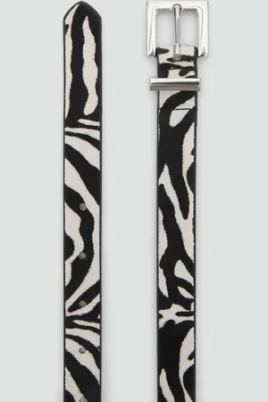 MANGO Zebra-print fur belt