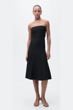 MANGO Strapless flared knitted dress
