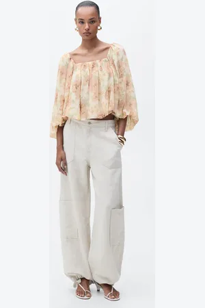MANGO Open-back floral blouse
