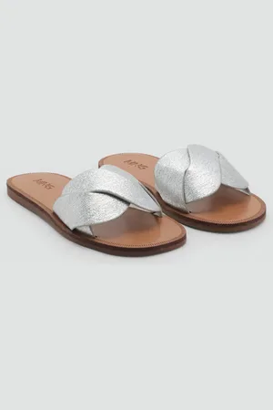 MANGO Metallic interlaced sandals