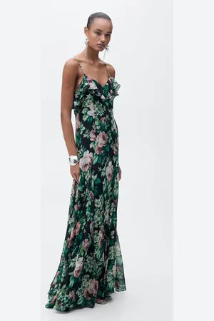 MANGO Ruffled floral print dress