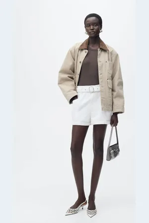 MANGO Paperbag shorts with belted hem