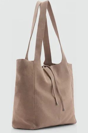 MANGO Leather shopper bag