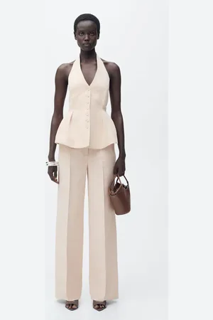 MANGO Halter-neck waistcoat with pleats