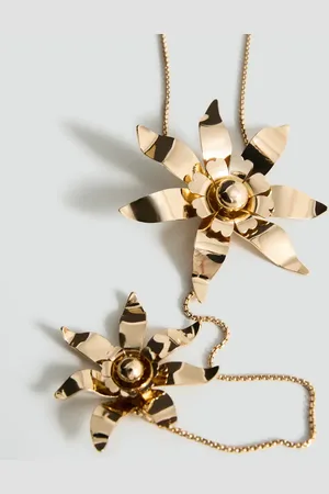 MANGO Long flower chain necklace