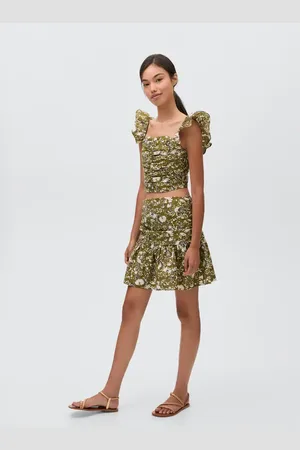 MANGO Ruffled printed miniskirt