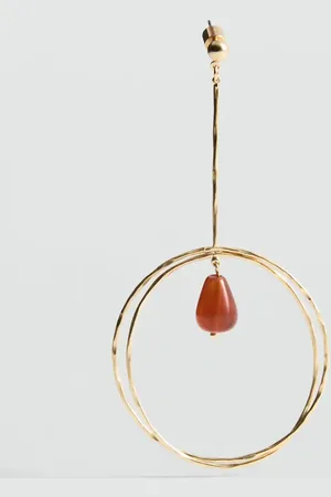 MANGO Hanging hoop earrings with ball detail