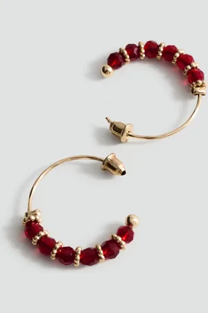 MANGO Hoop earrings with ball appliqué