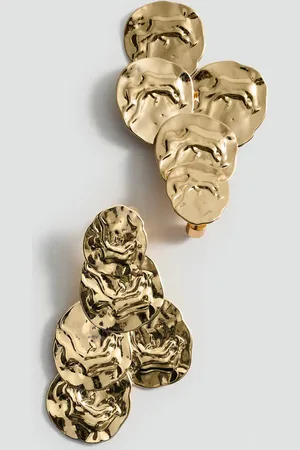 MANGO Textured coin pendant earrings