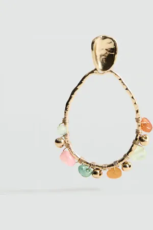 MANGO Hanging hoop earrings with ball detail