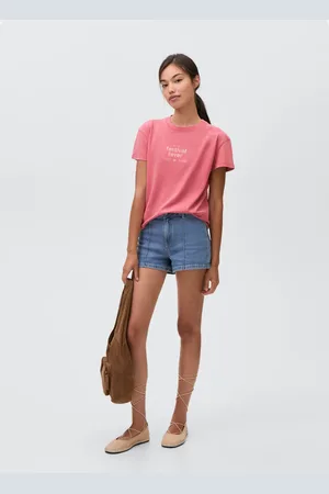 MANGO Printed cotton-blend t-shirt