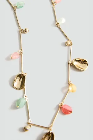 MANGO Combined bead chain necklace
