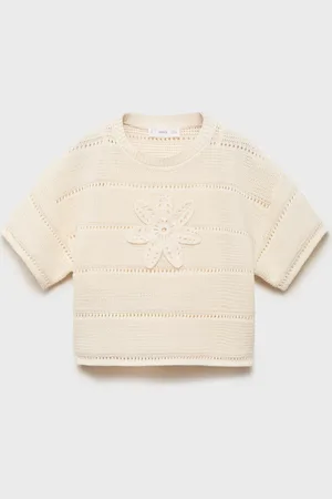 MANGO Short-sleeved crochet sweater