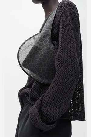 MANGO Semi-sheer leopard-print handbag