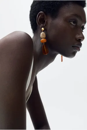 MANGO Beaded drop earrings