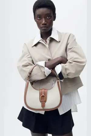 MANGO Contrast canvas shoulder bag